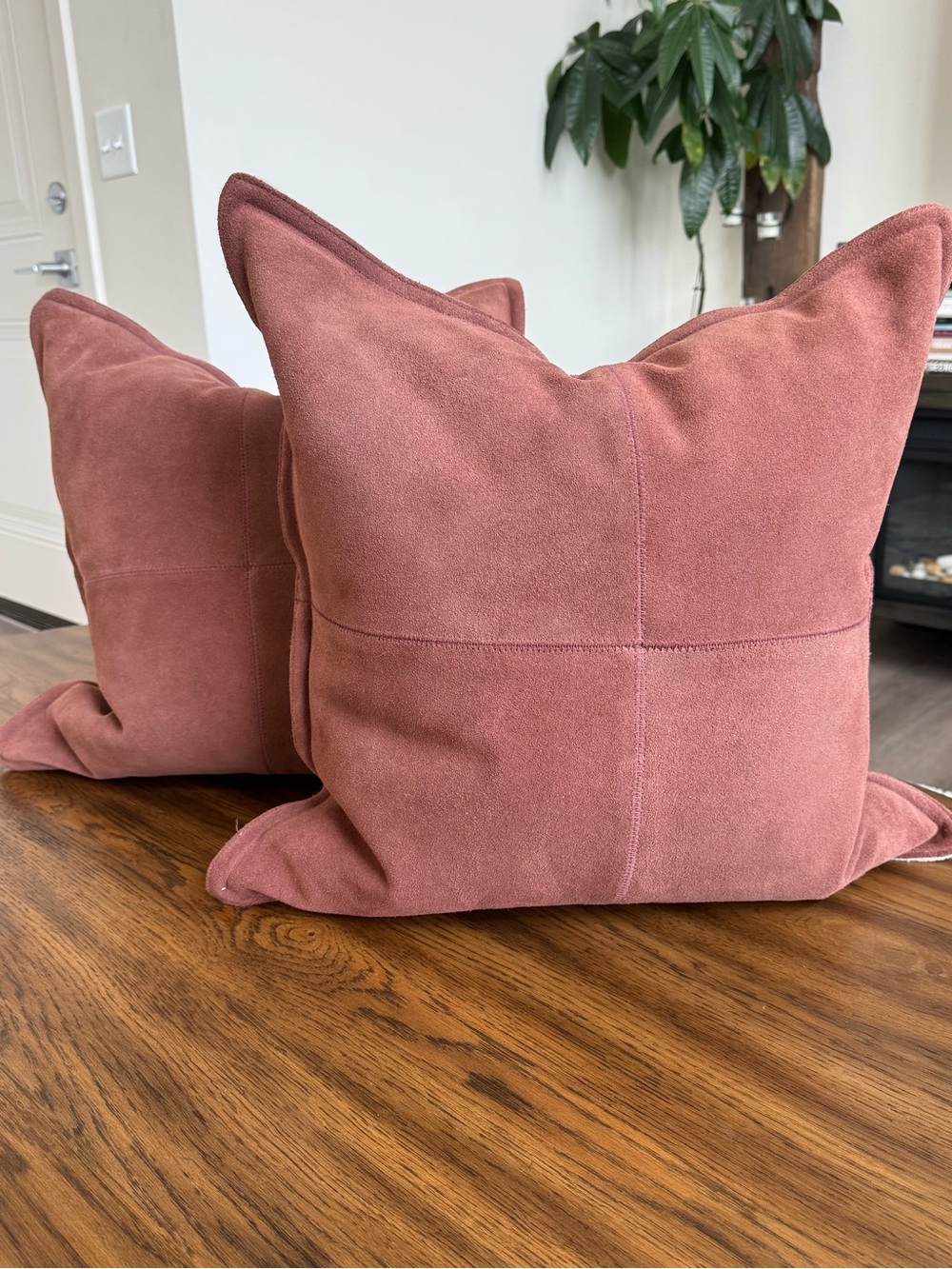 Pottery Barn Pieced Suede Pillow COVER ONLY– Adobe
